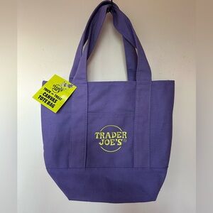 Trader Joes Mini Canvas Halloween Purple Tote Bag New with Tags
